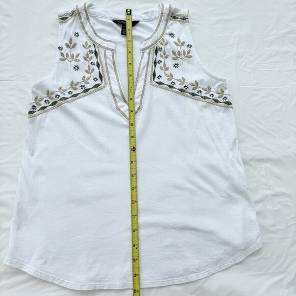 banana republic sleeveless top XXS Embroidered Design White Green And Beige - Picture 4 of 12